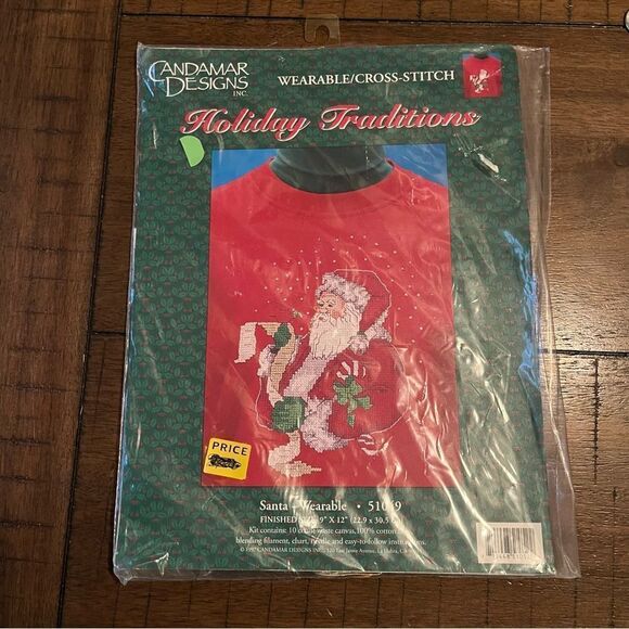 Candamar Designs Christmas Santa Holiday Traditions Wearable Cross Stitch Kit - Picture 1 of 3